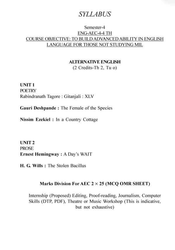 AEC Alternative English NEP Syllabus Book for Calcutta University, Complete Text with Critical Analysis, 1600+ MCQs, Semester IV, Paperback - Image 4