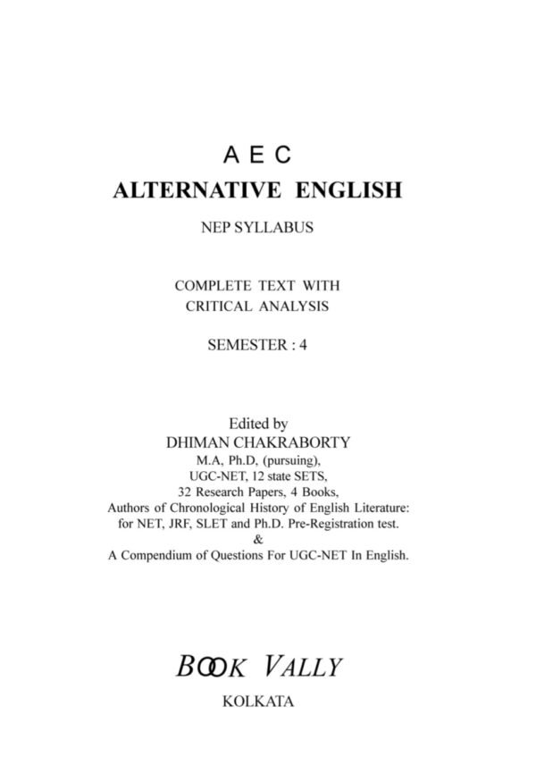 AEC Alternative English NEP Syllabus Book for Calcutta University, Complete Text with Critical Analysis, 1600+ MCQs, Semester IV, Paperback - Image 2