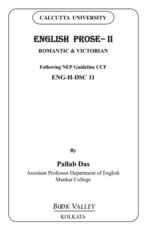 English Prose 2 from Victorian to Modern, Calcutta University,NEP, CCF, Semester V DSC-11, Book Valley Publication - Image 2